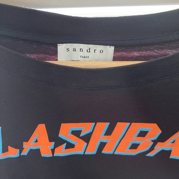 Sandro Black Tee with Flashback Graphic - Picture 2 of 2